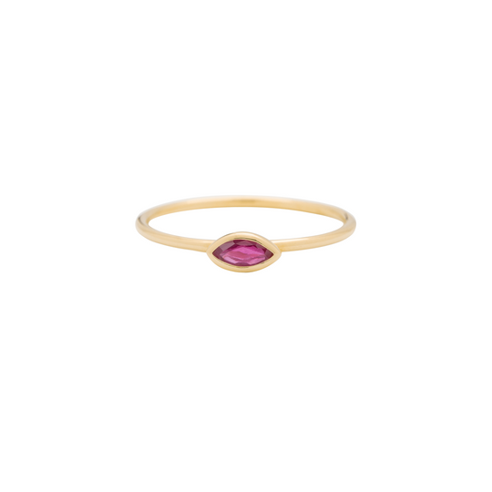 Marquise Cut Ruby Stacking Ring - Gold - RG-S-HM-RUB