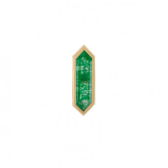 Mini Hexa Emerald Stud Earring - Gold - ST-HEX-EMQ