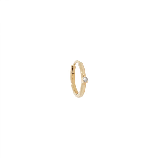 Original Claw Set Diamond Clicker Hoop Earring - 9ct Yellow Gold - HPO-3C-WD