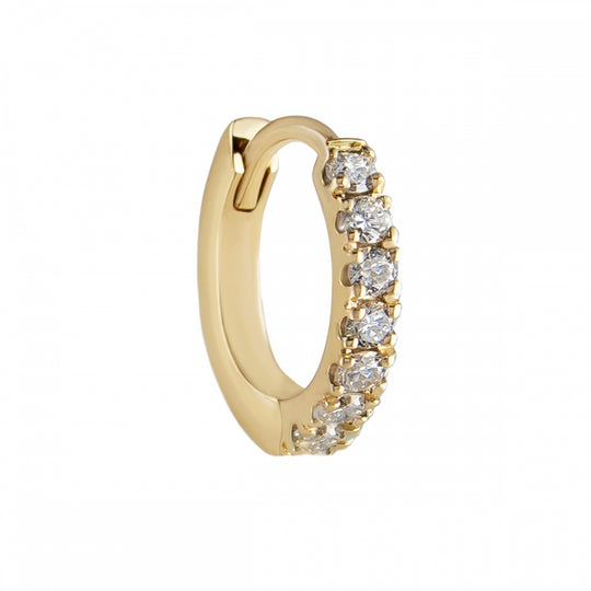 Original Pave Diamond Clicker Hoop Single Earring - 9ct Yellow Gold - HPO-C-WD