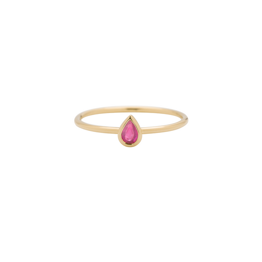 Pear Shaped Ruby Stacking Ring - Gold - RG-S-PE-RUB