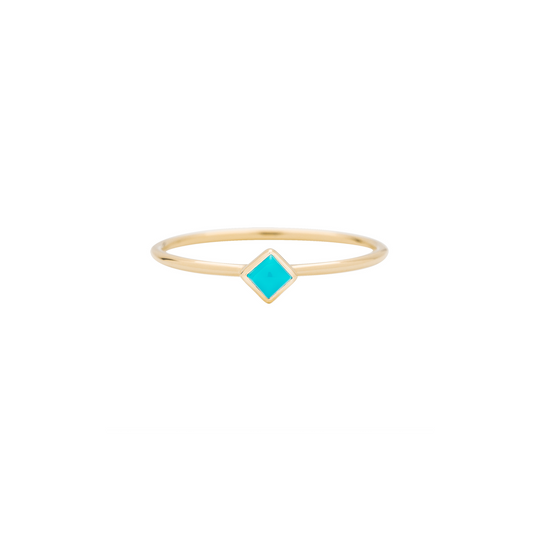 Princess Cut Turquoise Stacking Ring - Gold - RG-S-PR-TUR