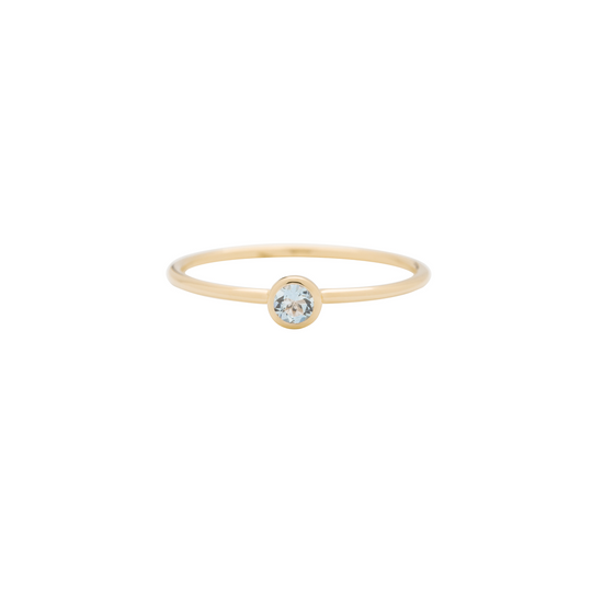 Round Aquamarine Stacking Ring - Gold - RG-S-RD-AQ
