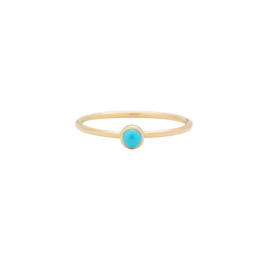Round Turquoise Stacking Ring - Gold - RG-S-RD-TUR
