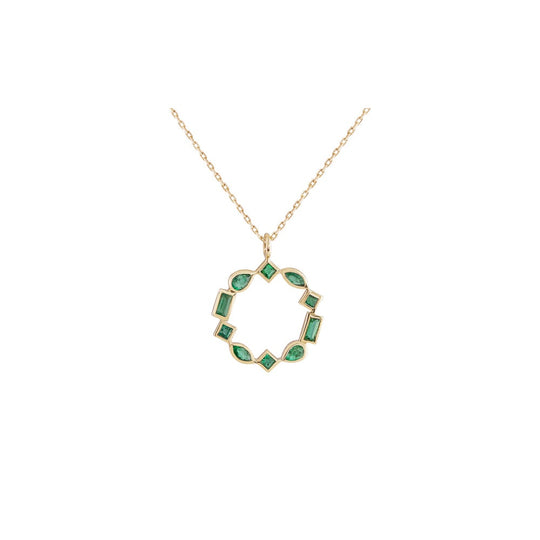 Small Mixed Cut Emerald Pendant - Gold - NK-MX-EM-S