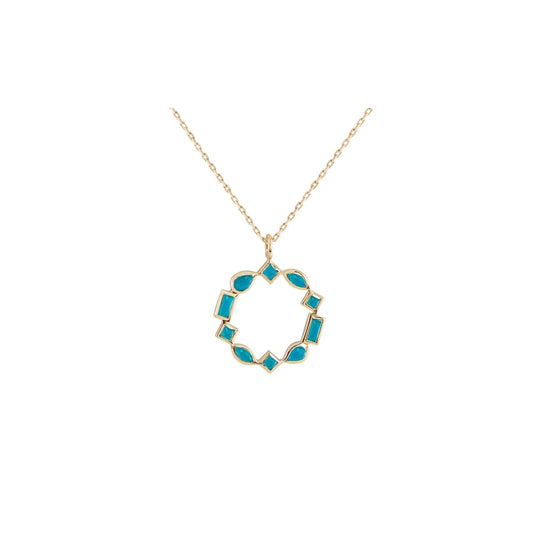 Small Mixed Cut Turquoise Mixed Cut Pendant - Gold - NK-MX-TRQ-S