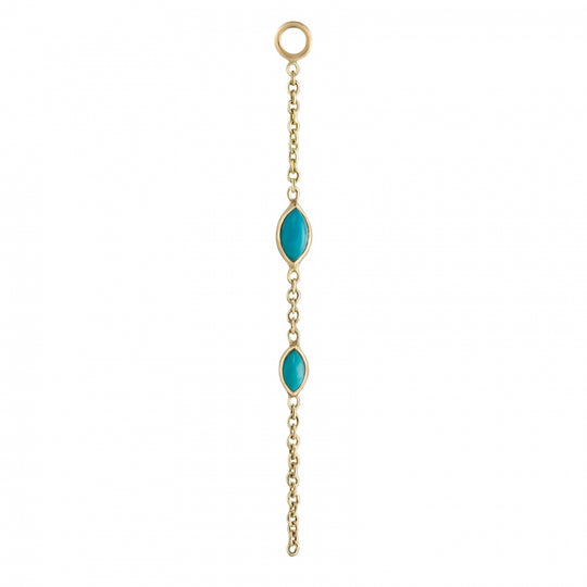 Turquoise Double Marquise Chain Plaque - Gold - CH-DBL-MQ-TUR