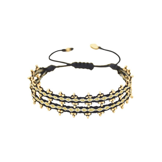 Boho Shanty Bracelet - Black & Gold - B-EL-M-9402