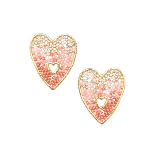 Heartsy Kiss Earrings - Pink/Gold - E-GP-M-10164