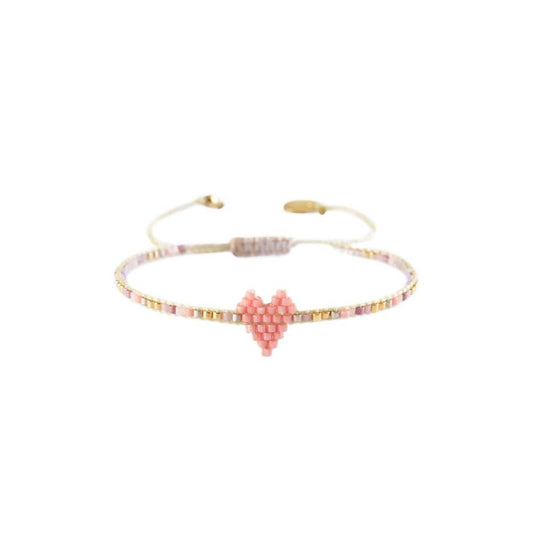 Heartsy Row Bracelet - Pink/Gold - BE-XS-7976