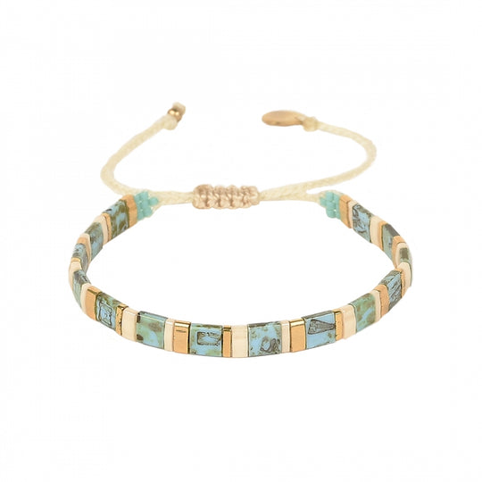 Lucca Bracelet - Cream/Gold/Turquoise - B-BE-S-10568