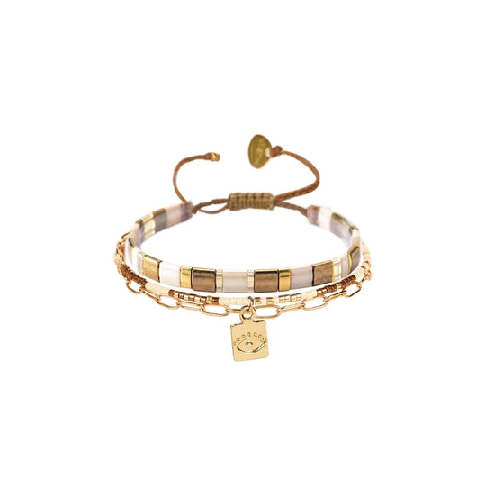 Maya Sight Bracelet - Cream/Metallic - B-BE-S-10876