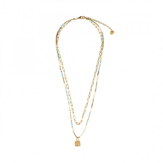 Sighit Necklace - Cream/Turquoise - N-BE-S-10586