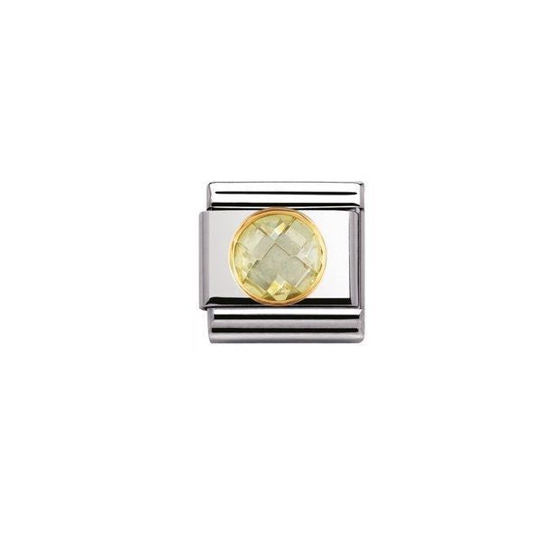 Classic Round Apple Green CZ Link - Gold - 030605/028