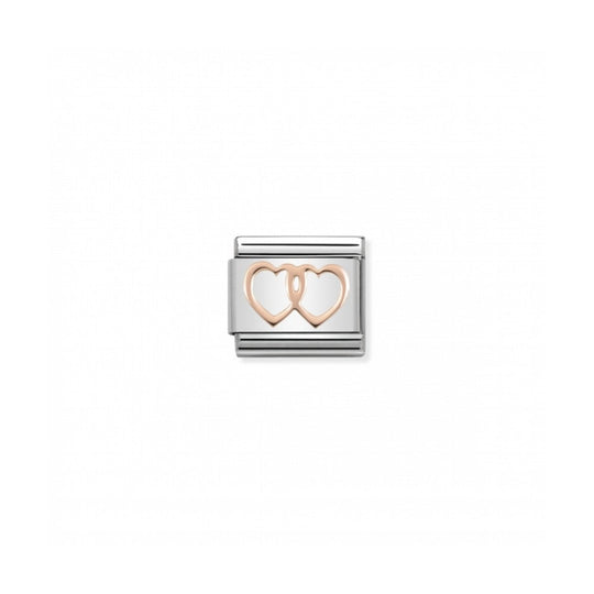 Classic Double Hearts Link - Silver/Rose - 430104/08