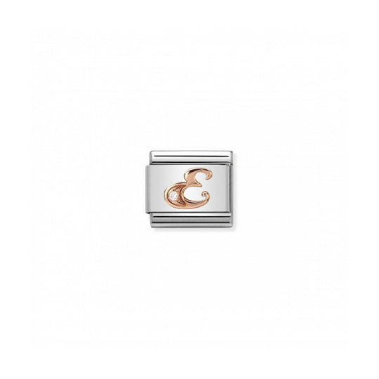 Classic Letter E Link - Rose Gold/Zirconia - 430310/05