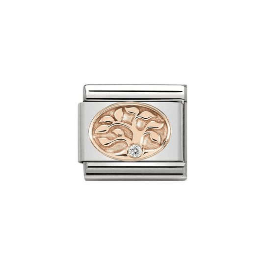 Classic Tree of Life Charm - Rose Gold & White CZ - 430305/12