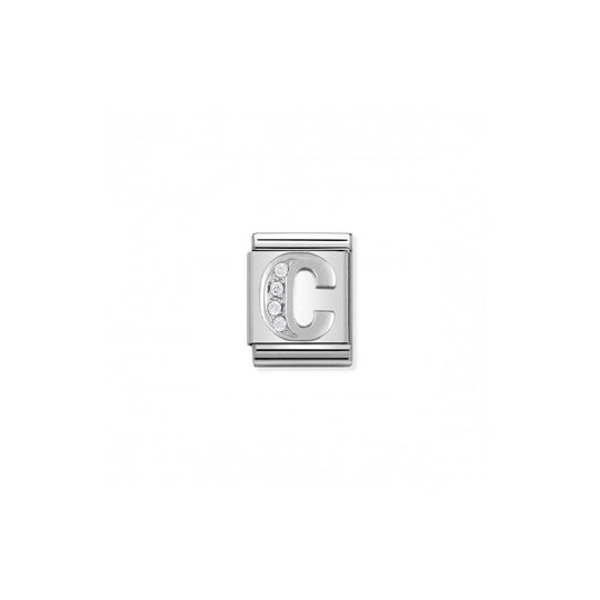 Composable Big Link Letter C with CZ - Silver - 332304/03
