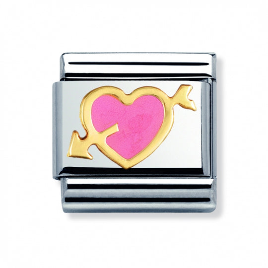 Composable Gold Pink Heart & Arrow Link - 030253/01