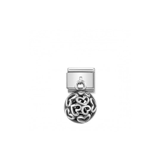 Composable Hearts & Black Agate Pendant Link - 331810/02
