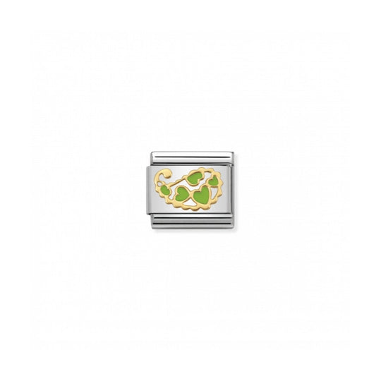 Nomination Classic Cashmere Hearts Link - Gold/Green ~ 030281/34