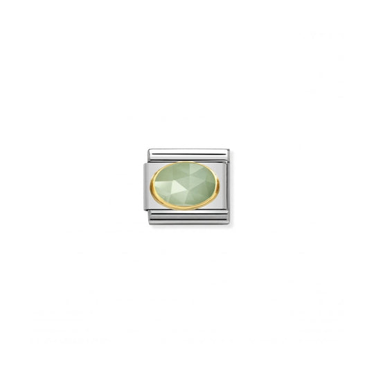 Nomination Classic Faceted Jade Link - Gold/Sage Green ~ 030515/05