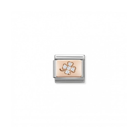 Classic Four Leaf Clover Link - Rose Gold/Zirconia - 430302/02