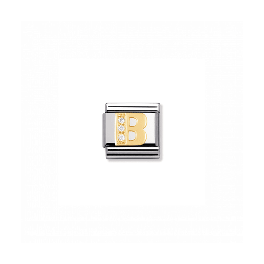 Classic Letter B Link - Gold/Zirconia - 030301/02