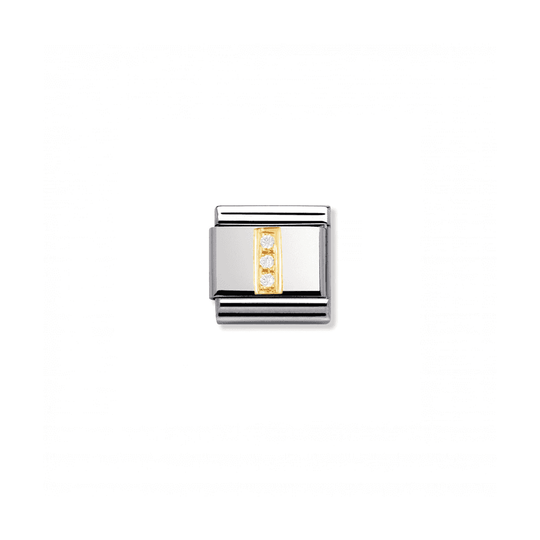 Classic Letter I Link - Gold/Zirconia - 030301/09