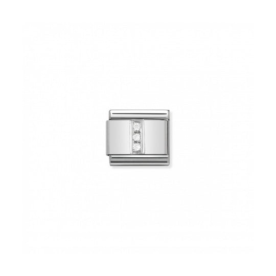 Classic Letter I Link - Silver/Zirconia - 330301/09