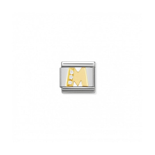 Classic Letter M Link - Gold/Zirconia - 030301/13