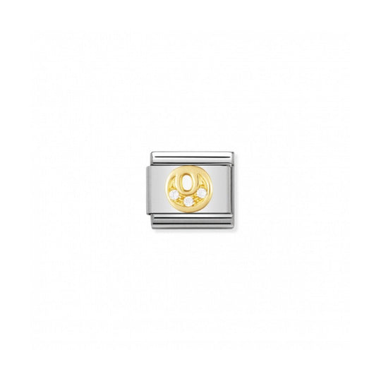 Classic Letter O Link - Gold/Cubic Zirconia - 030301/15
