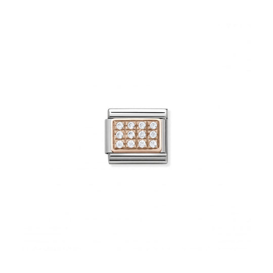 Nomination Classic Pave Grid Link - Rose Gold/White ~ 430301/01