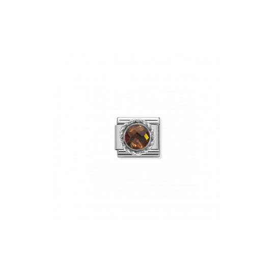 Nomination Classic Round Smoky Link - Silver/Brown ~ 330601/012