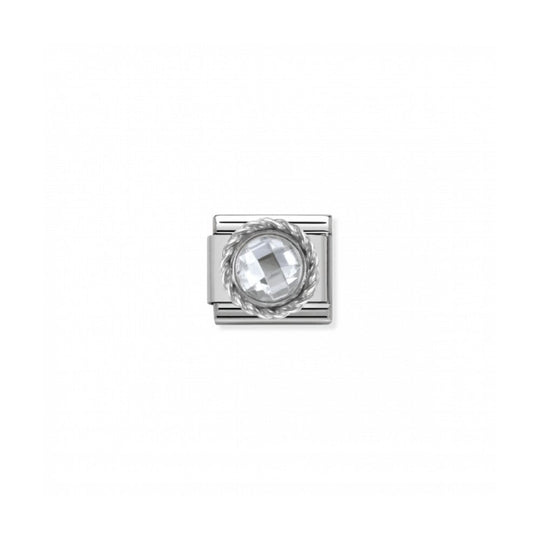 Nomination Classic Round Stone Link - Silver/White ~ 330601/010