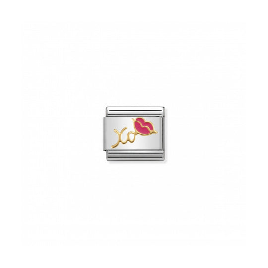 Nomination Classic XO Mouth Link - Gold/Fuchsia ~ 030283/17