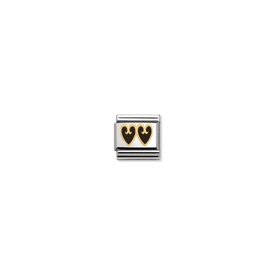 Nomination Composable Gold Black Double Hearts Link ~ 030279/16