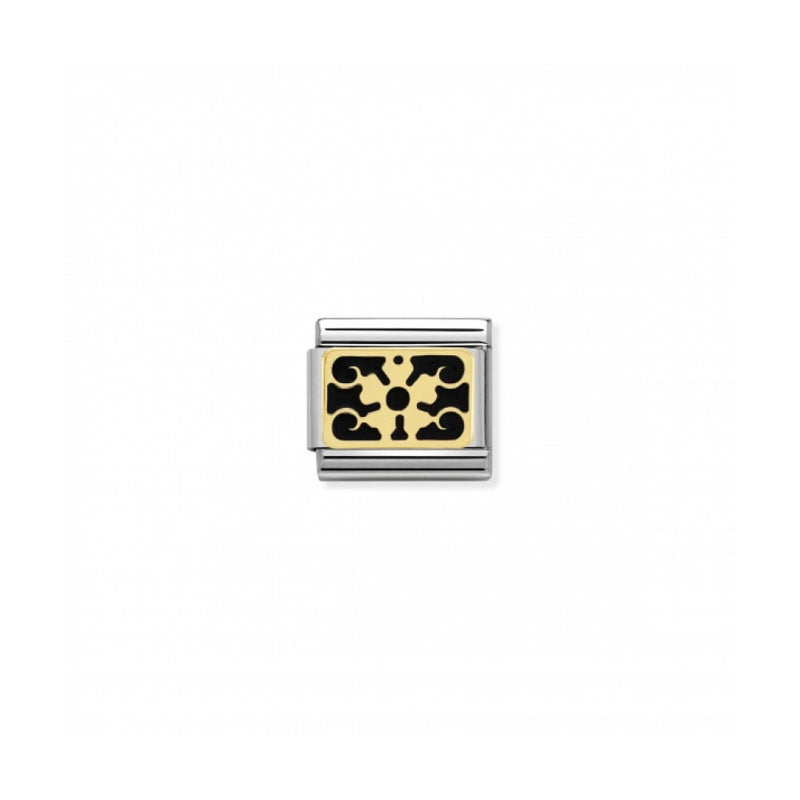 nomination-nomination-composable-gold-black-flower-plaque-link-030280-21