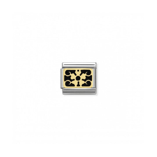Nomination Composable Gold Black Flower Plaque Link ~ 030280/21