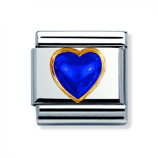 Nomination Composable Gold Blue Lapis Heart Link ~ 030501/09