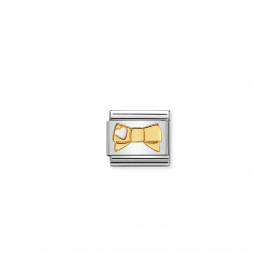 Nomination Composable Gold Bow Tie White Heart Link ~ 030285/43