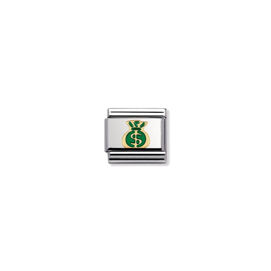 Nomination Composable Gold Green Money Bag Link ~ 030209/16