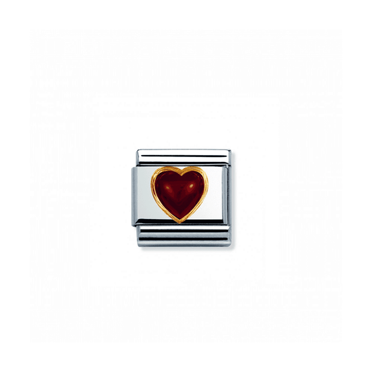 Nomination Composable Gold Heart Red Agate Link ~ 030501/04