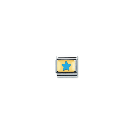 Nomination Composable Gold Light Blue Star Link ~ 030209/11