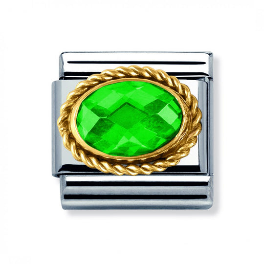 Nomination Composable Gold Ornate Emerald Green Link ~ 030602/02