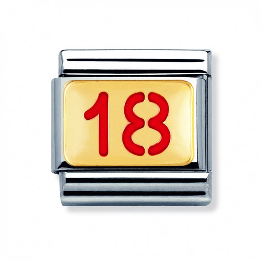 Composable Gold Red '18' Birthday Link - 030230/43