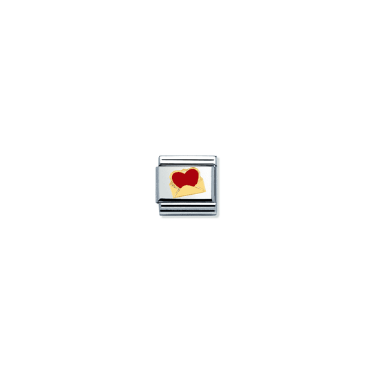 Nomination Composable Gold Red Heart & Envelope Link ~ 030253/24