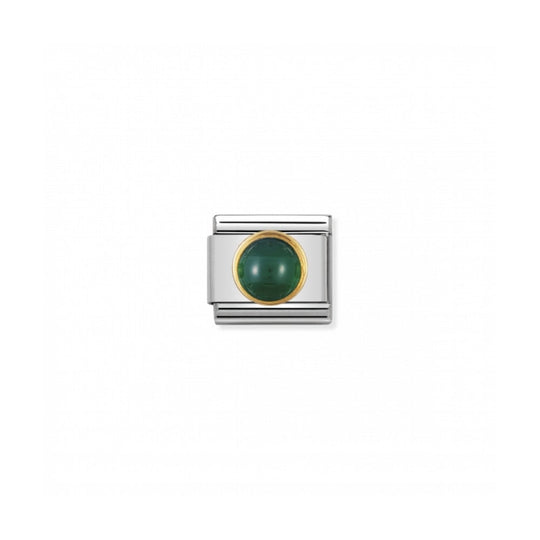 Nomination Composable Gold Round Green Agate Link ~ 030503/03