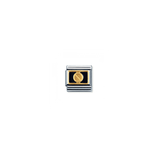 Nomination Composable Gold Screw Black Plate Link ~ 030280/06