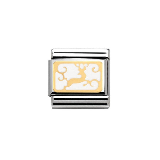 Nomination Composable Gold White Reindeer Link ~ 030282/11